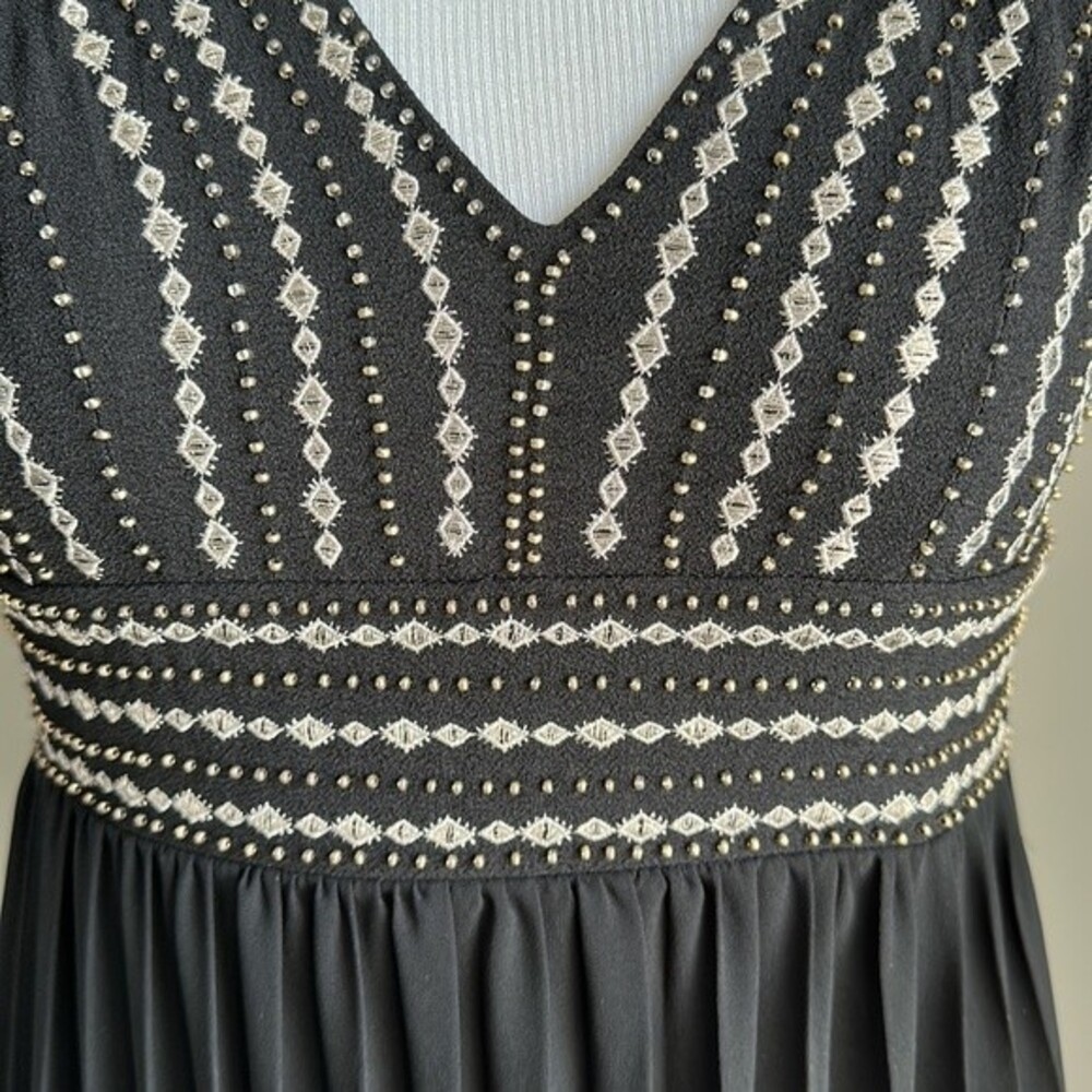 Lulus Glamorous Gala Black Embroidered Maxi Dress Pleated Skirt Black Size XS - Picture 5 of 8